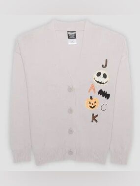 Disney The Nightmare Before Christmas Cardigan Sweater in Light Gray L